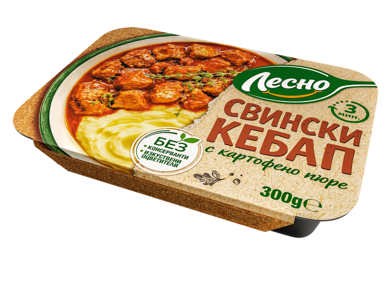 Свински кебап с картофено пюре